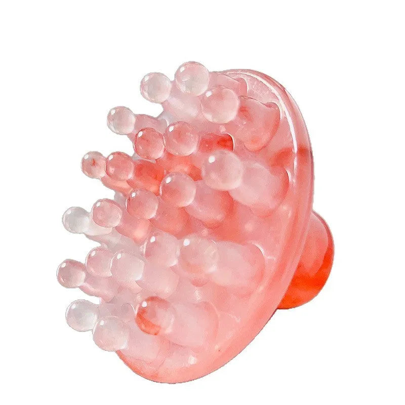 Brown and yellow disc massage comb with 21 teeth for head meridian massage