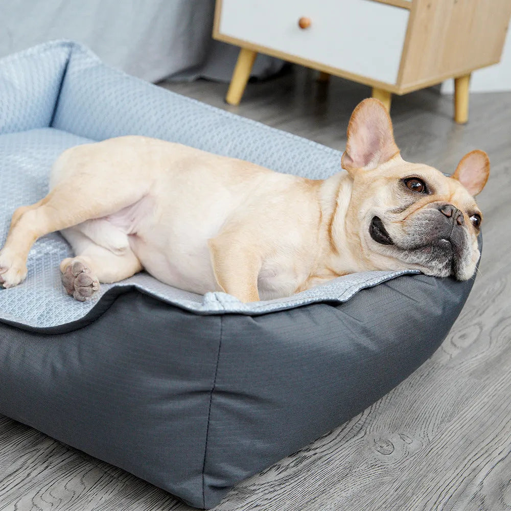 Summer dog bed with removable cover in three sizes for small medium large pets