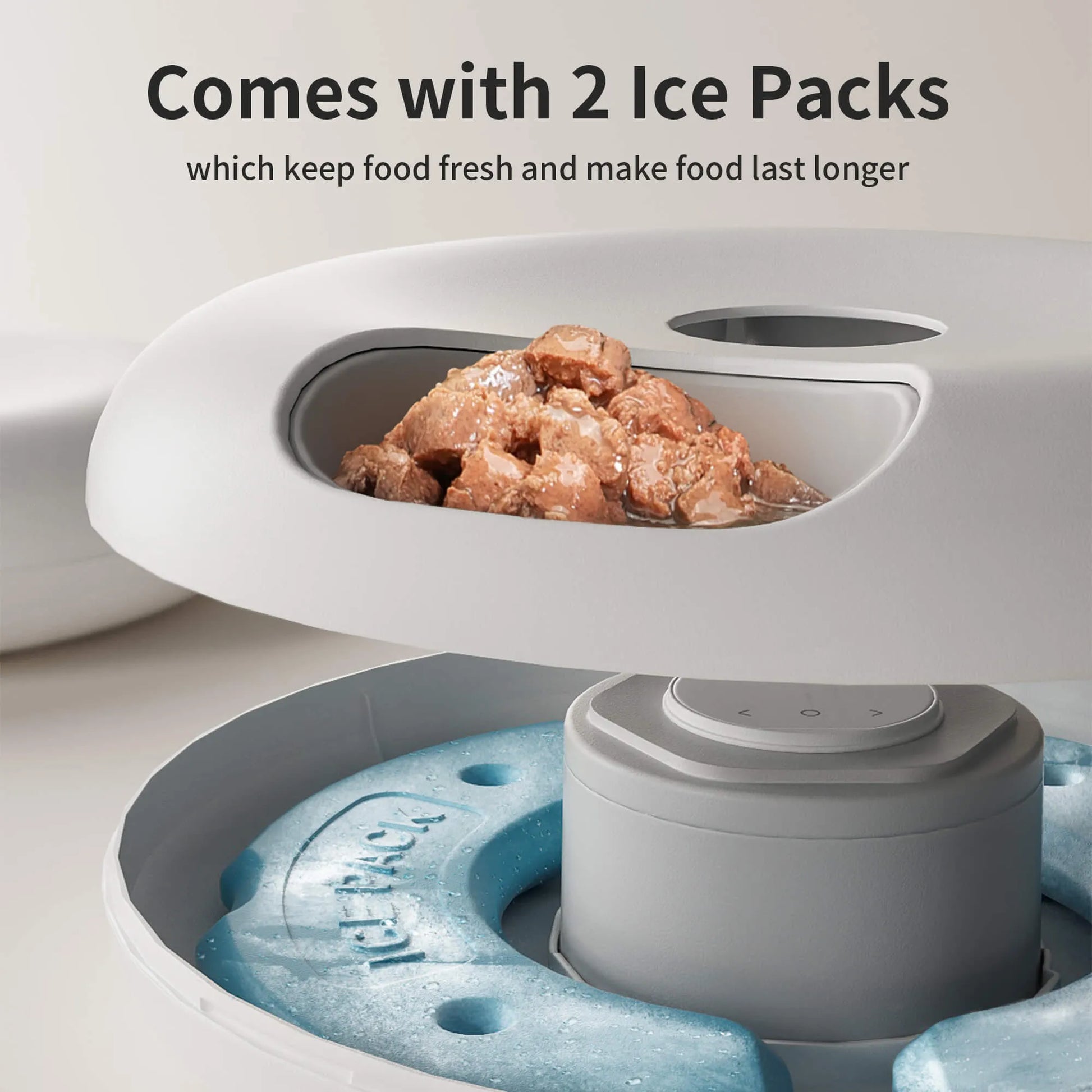 Donut Frost WiFi 6 automatic pet food dispenser with app control and ice packs for freshness