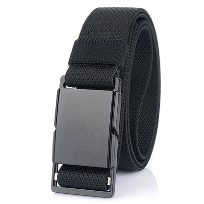 Casual belt with metal magnetic buckle in five colour options showing polyester fibre construction