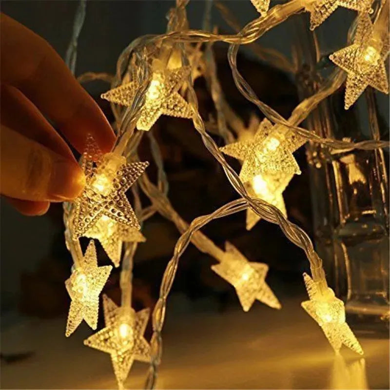 3 metre LED star light string with 20 warm white lights for outdoor festive decoration