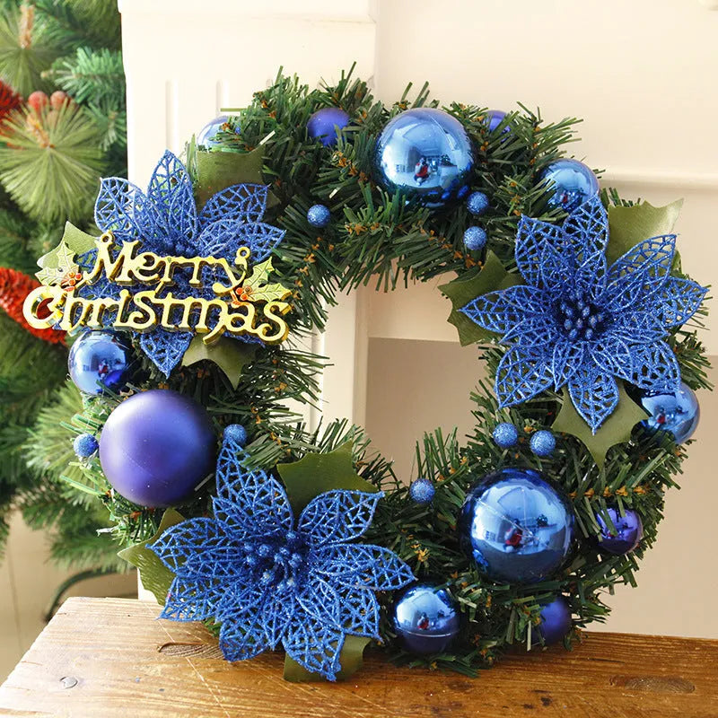 30cm multicolour plastic Christmas wreath decoration for doors and walls