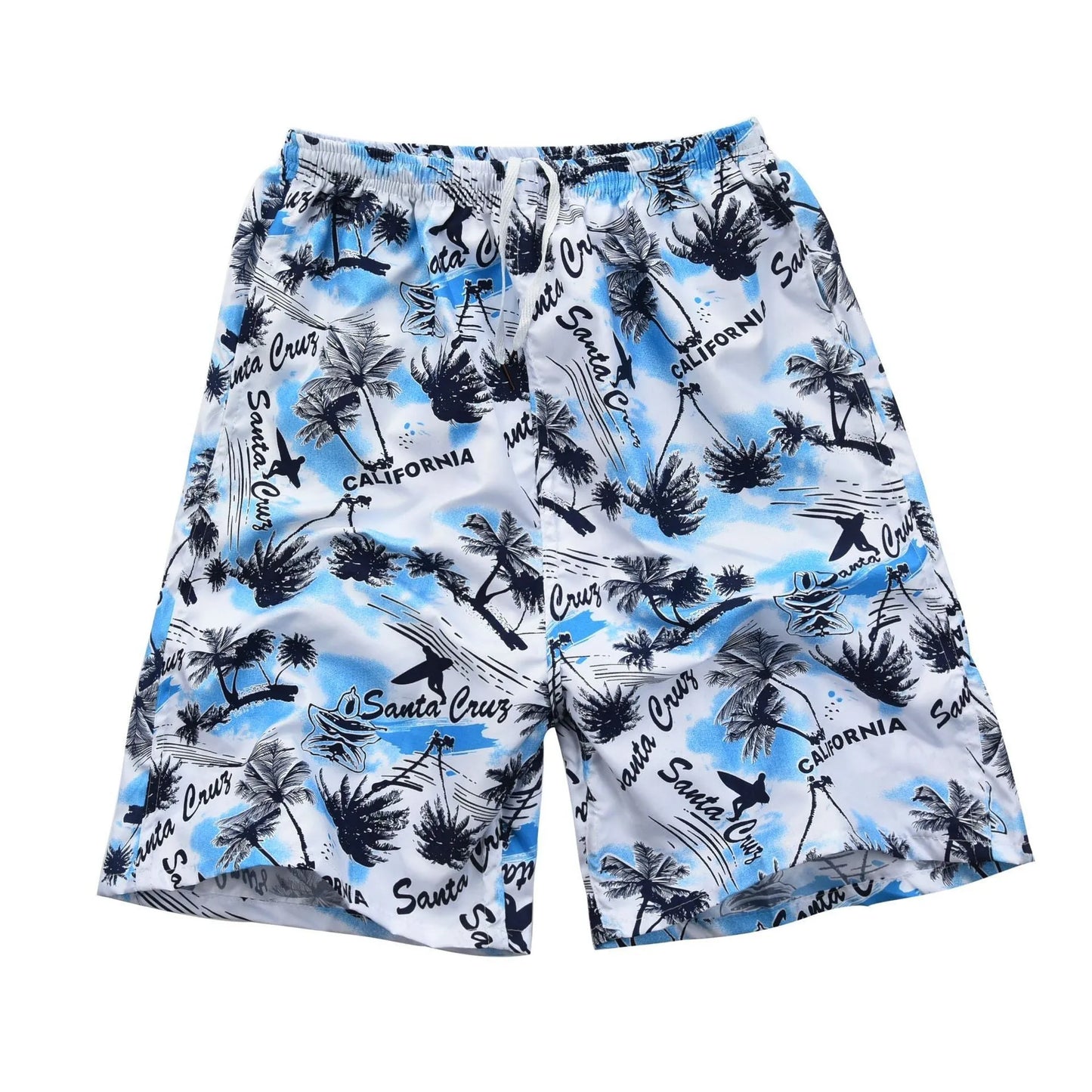 Men's floral patterned swim shorts with five-point cut design