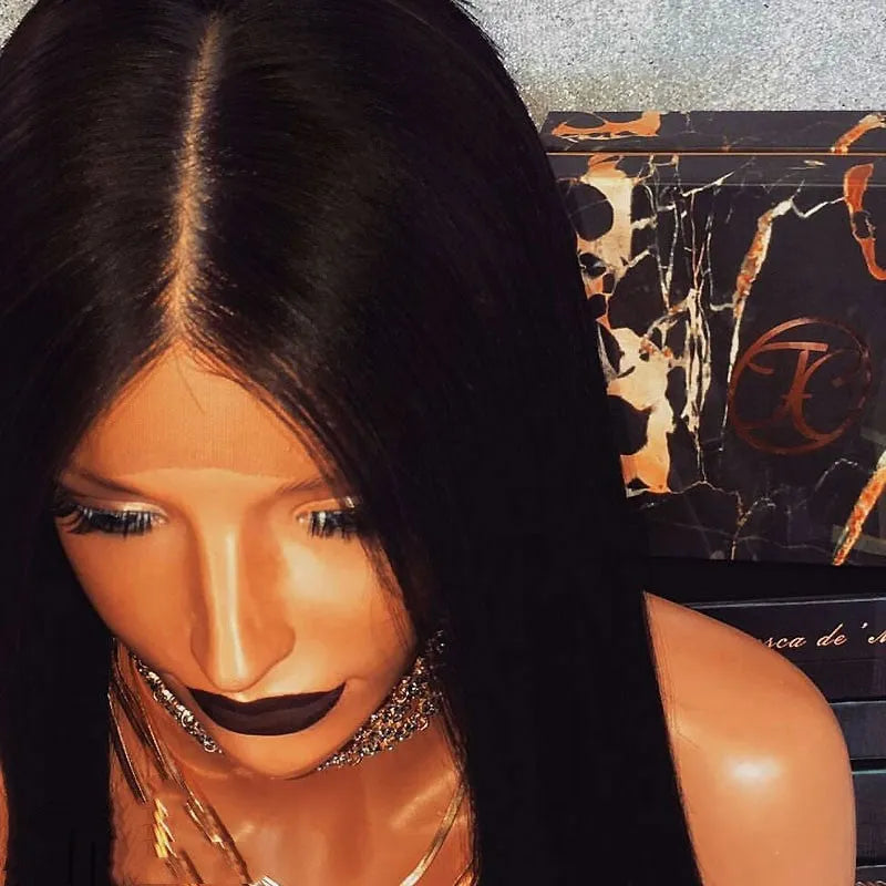 Front lace wig in large straight style, high temperature silk, 150% density, available 14 to 26 inches