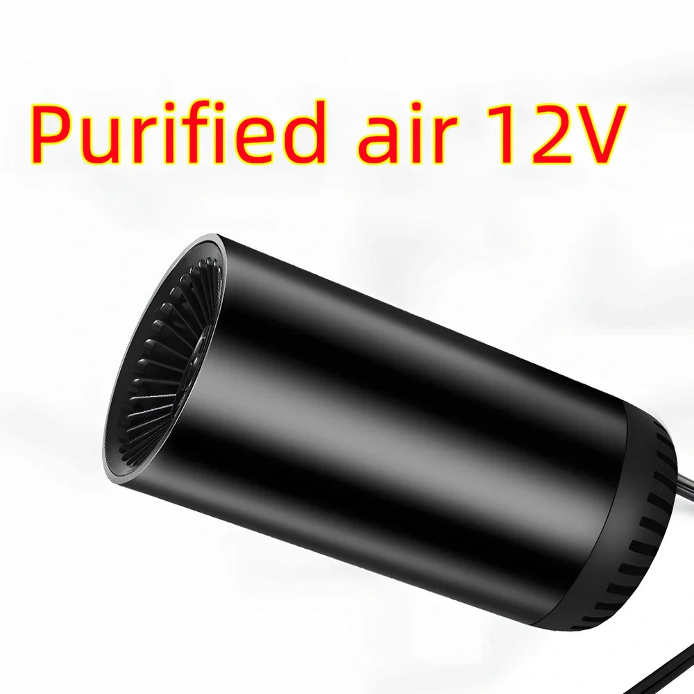 Black grey 12V car heater measuring 15cm × 7cm with 1.5m cable for windshield defogging