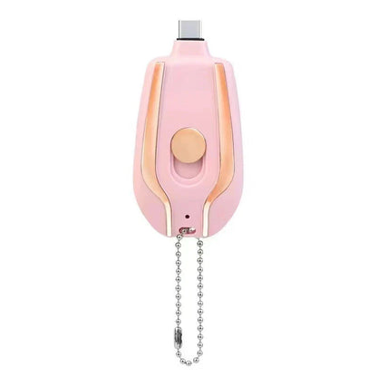Compact 1500mAh power bank with carabiner clip, perfect for charging smartphones, tablets, and other USB devices on the go