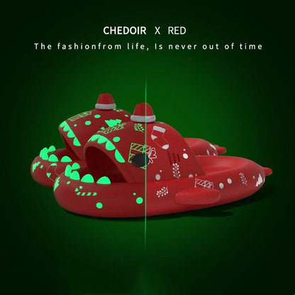 Cozy and quirky luminous shark slippers for couples, available in a variety of vibrant colors.