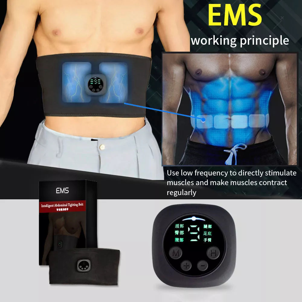 Smart Digital Display Fitness EMS Belt for abdominal training with USB charging