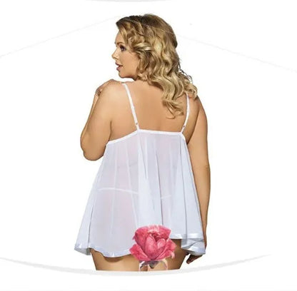 Women's purple lace mesh sling dress lingerie on a hanger