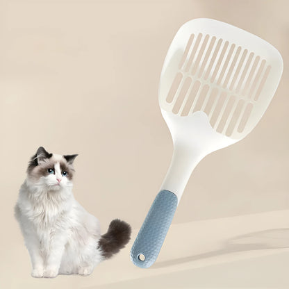 Stainless steel cat litter shovel with wide mesh sieve for sifting tofu cat litter