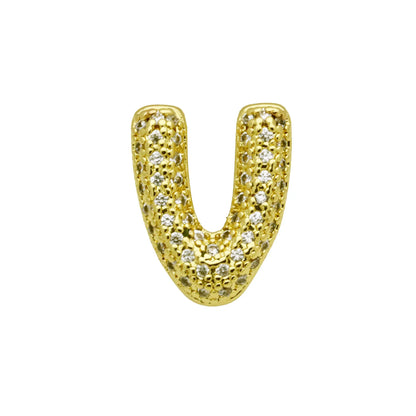 Retro copper bracelet with a letter 'A' charm featuring micro inlaid zircon, shown in a gold finish.