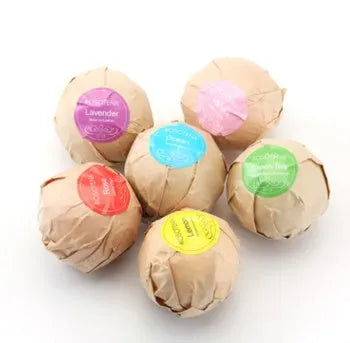Six 60g organic bath bombs in green tea, strawberry, orange, mint, lavender and rose scents with shea butter and cocoa butter.