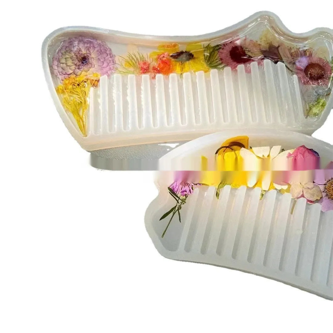 Mirrored glossy resin hair comb in three colour options, measuring under 10cm