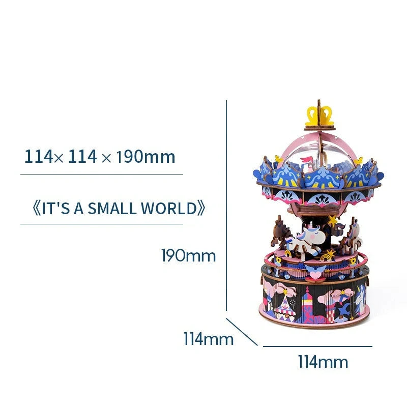 DIY 3D Kitty Ballet Wooden Puzzle and Music Box Toy with moveable parts