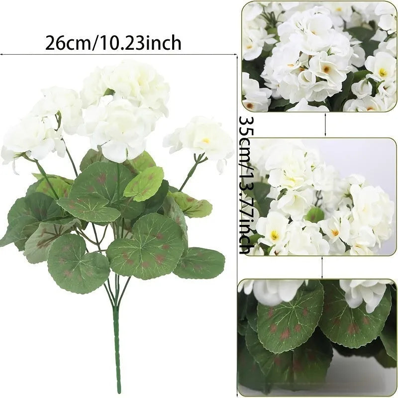 35cm tall red artificial crabapple silk flower with geranium-style details for home decoration