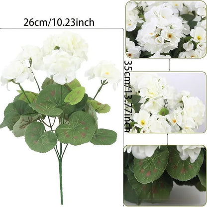35cm tall red artificial crabapple silk flower with geranium-style details for home decoration