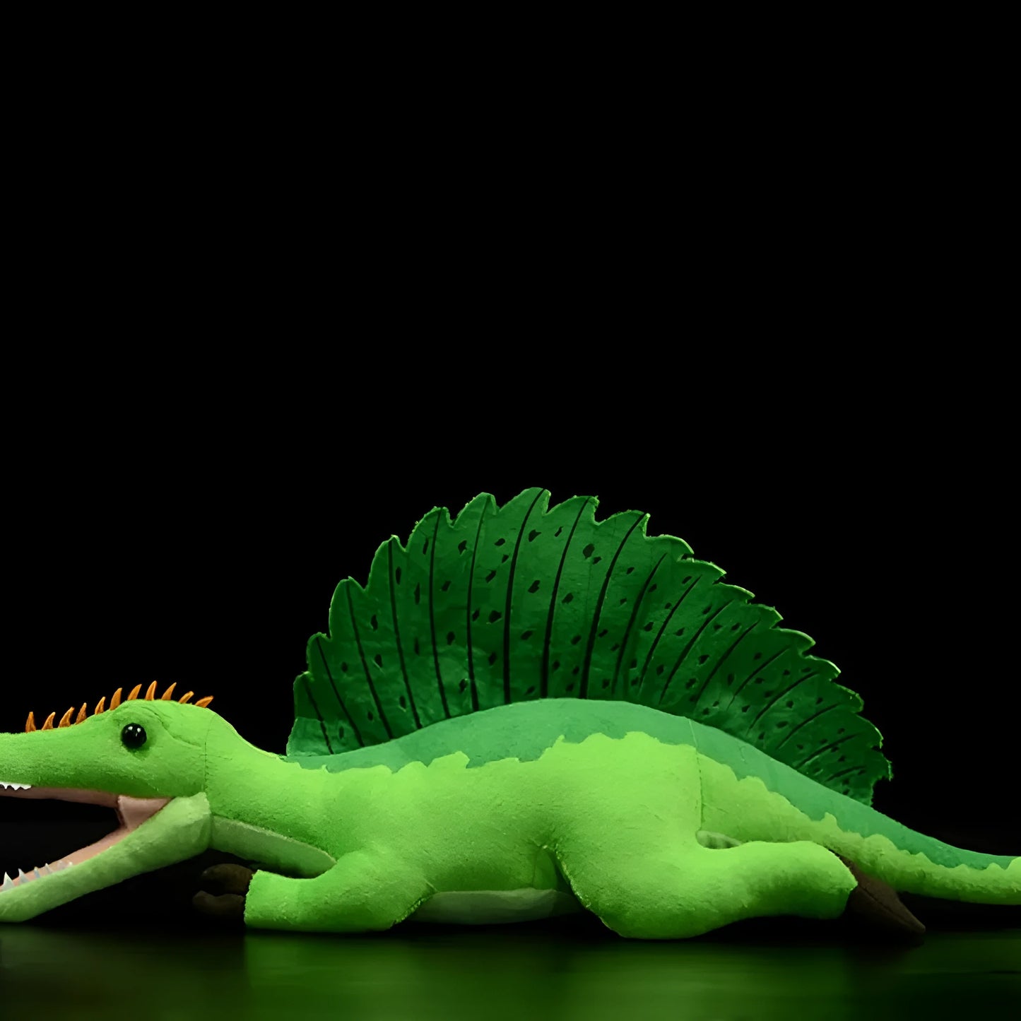 Green Spinosaurus plush toy doll measuring 45cm from mouth to tail