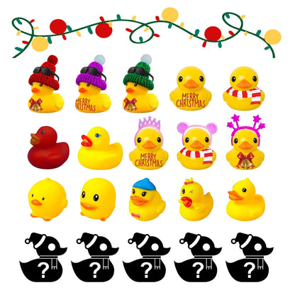24 Days Countdown Christmas Advent Calendar Set with Funny Yellow Rubber Ducks for Kids