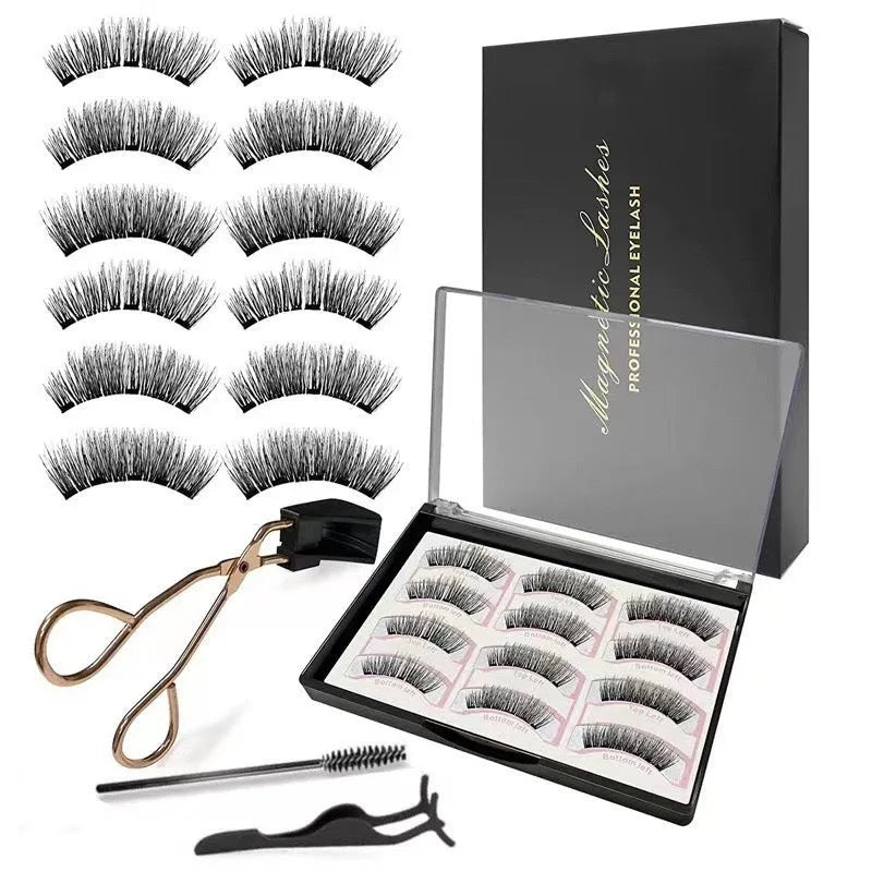 Magnetic suction false eyelashes with integrated soap holder, glue-free artificial fibre, 50g set, 75x75x25mm