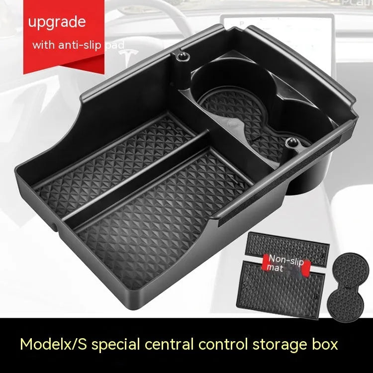 Tesla Model 3 and Model X/S centre console storage box retrofit organiser with plastic construction