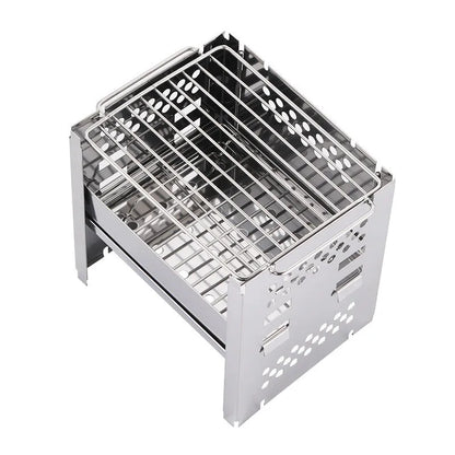 Portable stainless steel camping barbecue grill with removable SUS201 grill for 3-5 people
