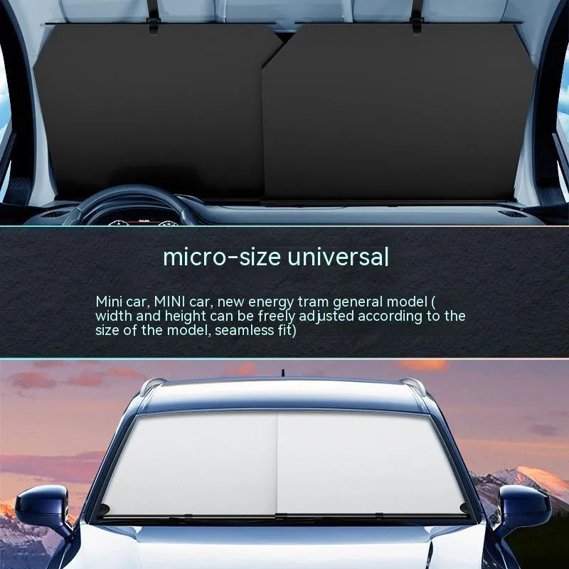 Automatic retractable car sunshade for front windshield thermal insulation in Oxford cloth material