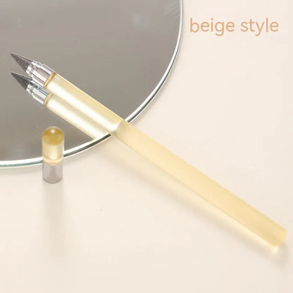 Transparent acrylic eternal pencil with alloy writing tip shown in multiple colour options