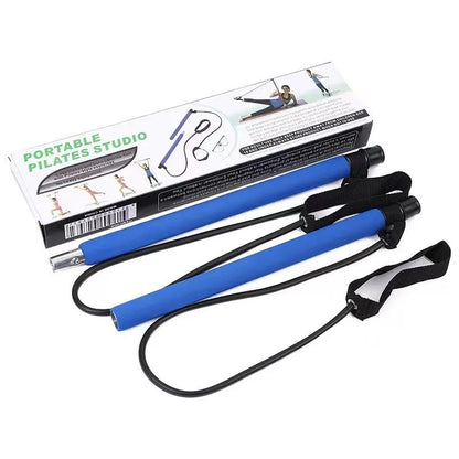 Adjustable fitness pulling rope for hip training and body shaping in purple, pink, blue, or black colours.