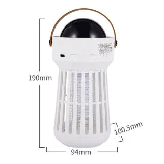 White electric mosquito killer lamp with star projection and folding handle for 20m² coverage