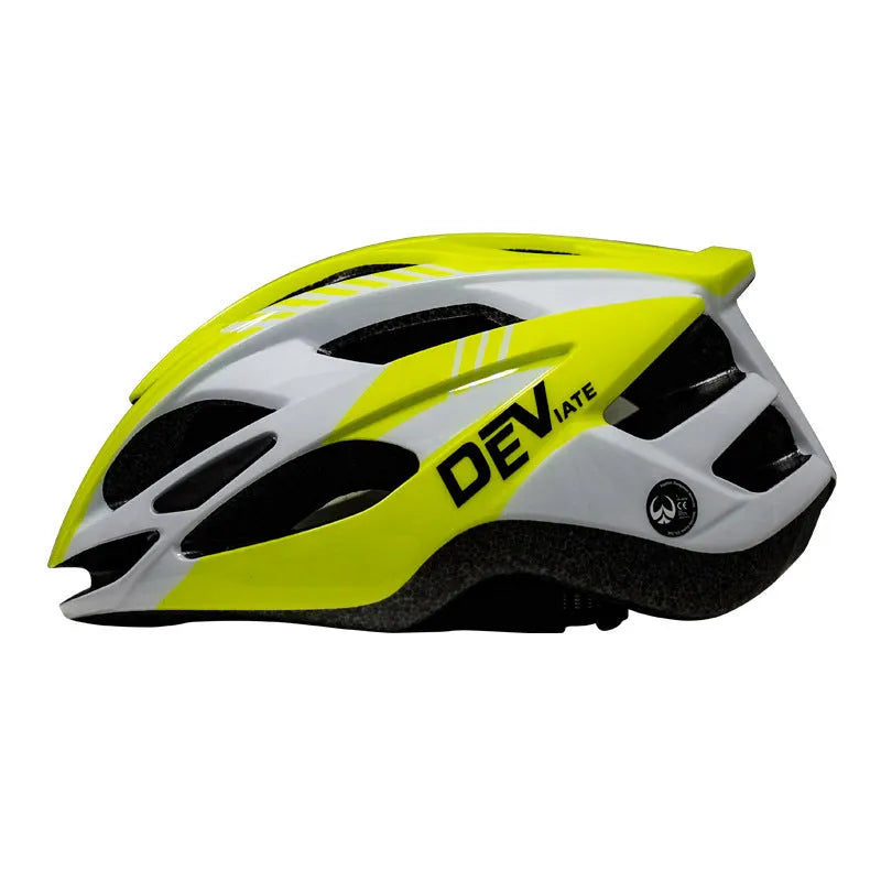 Adult plus size L cycling helmet in a choice of colours including fluorescent yellow, showing artistic graphics and breathable vents.