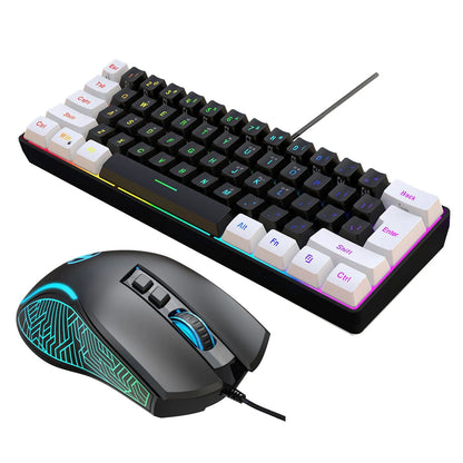 61-key wired membrane keyboard in white and black colour scheme with compact design
