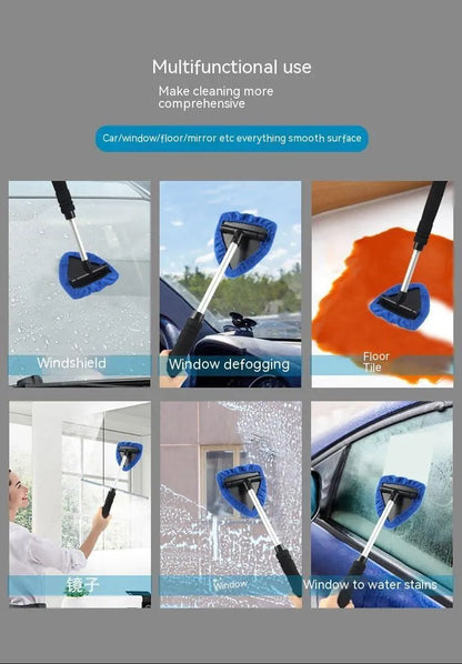 Plastic car windshield window cleaning brush in red, green, and sapphire blue colour options
