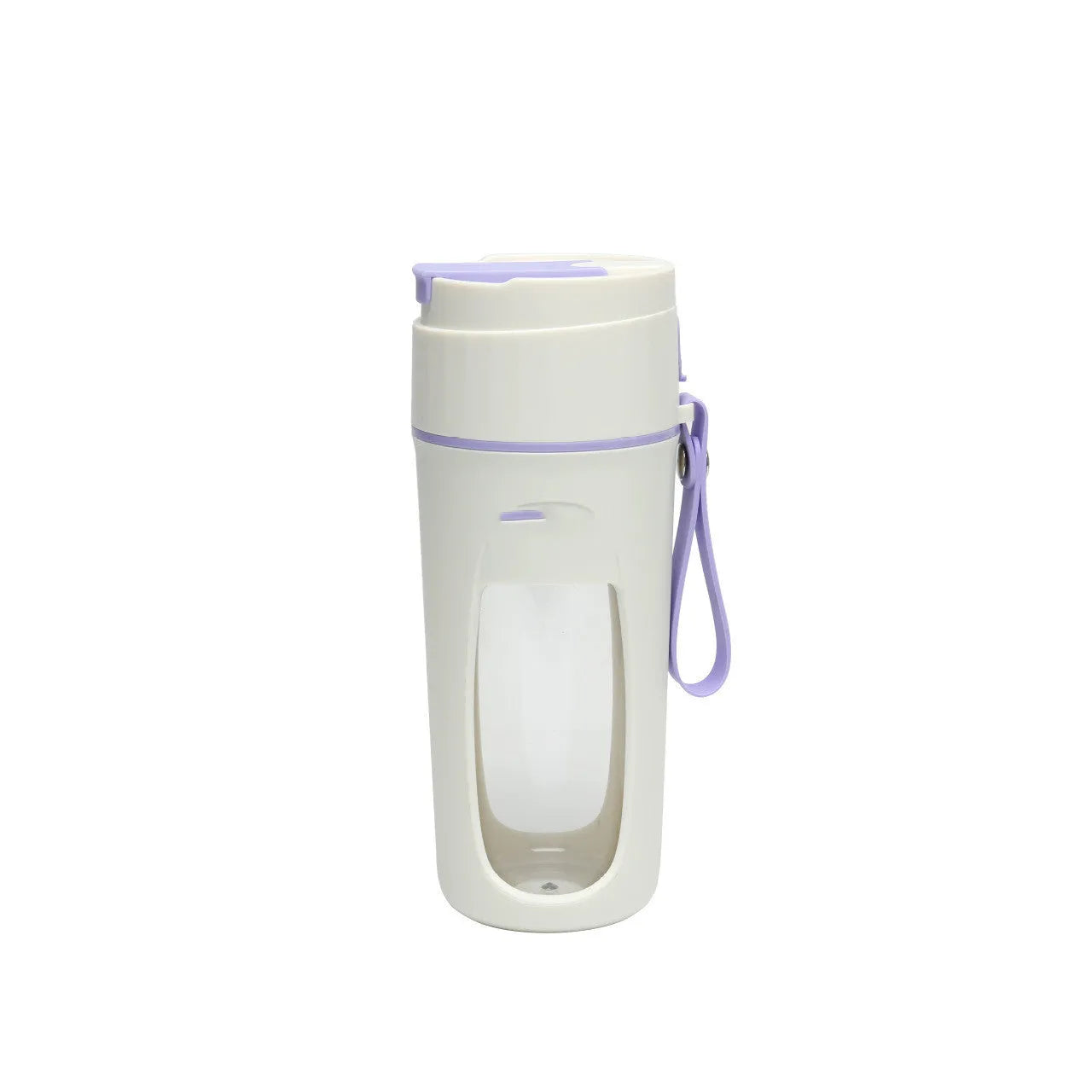 USB rechargeable portable blender cup with borosilicate glass liner in fresh orange, grass green, and light purple colours.