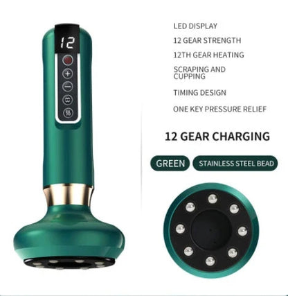 Electric Massage Body Cupping Set with 12 Adjustable Suction Levels, Infrared Heating, and One-Touch Pressure Relief for Relaxation, Slimming, and Anti-Cellulite Benefits