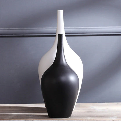 White ceramic tall vase with matte glaze finish for desktop flower arrangements