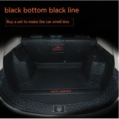 Custom-fitted TPE XPE boot liner with 3D edging for Mitsubishi Outlander SUV.