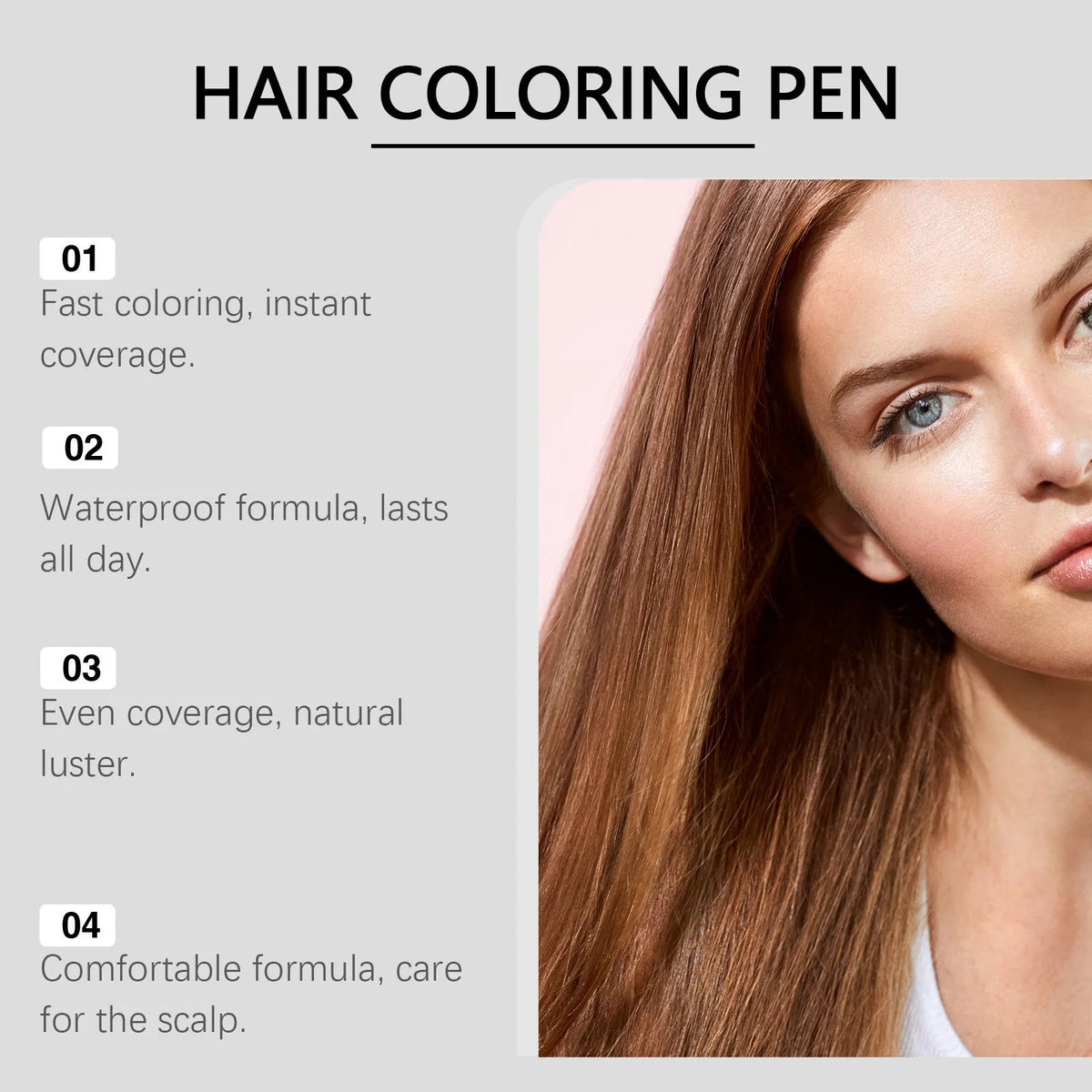 Instant hair dyeing and makeup pen in black and brown colours showing 5.53 cm width and 9.75 cm height