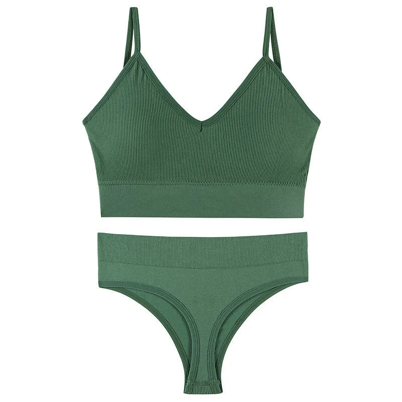 Women's Wireless Push-up Bra Set with French Triangle Cup in various colors and sizes