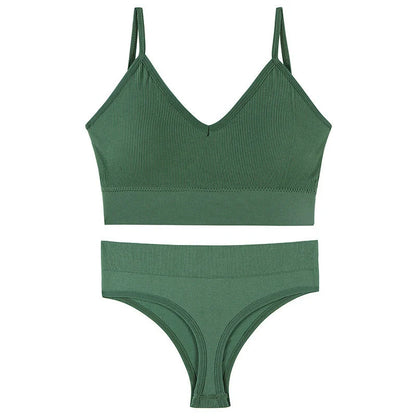 Women's Wireless Push-up Bra Set with French Triangle Cup in various colors and sizes