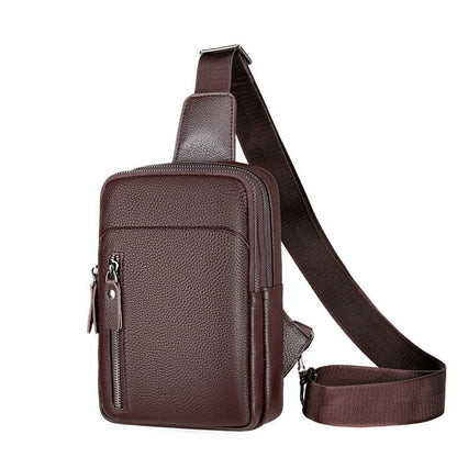 Men's genuine leather crossbody shoulder bag in urban simplicity style with chest bag design