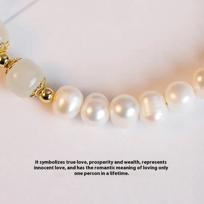Korean style freshwater pearl bracelet with diamond-shaped pearls in Hetian jade electroplated finish