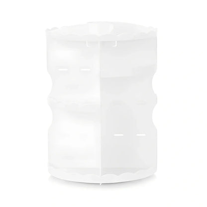 Pink rotating cosmetics storage box with 360-degree mechanism and 23 x 30.5cm dimensions organising bathroom items