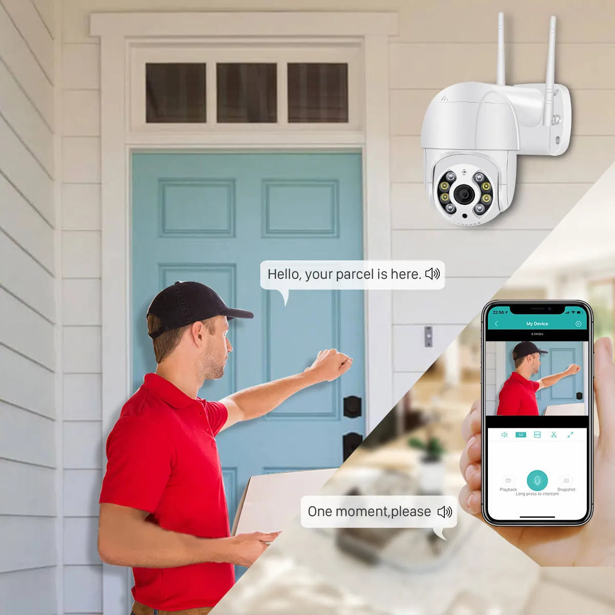 Outdoor WIFI camera 1080p HD dome IP66 waterproof with 3.6mm lens and PTZ control
