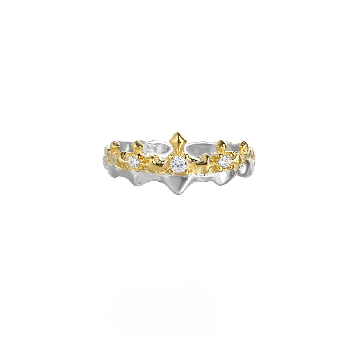Princess Knight adjustable silver couple ring in white gold or black gold electroplating