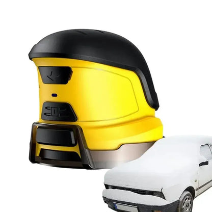 Yellow cordless electric snow scraper with USB charging cable for car window ice removal