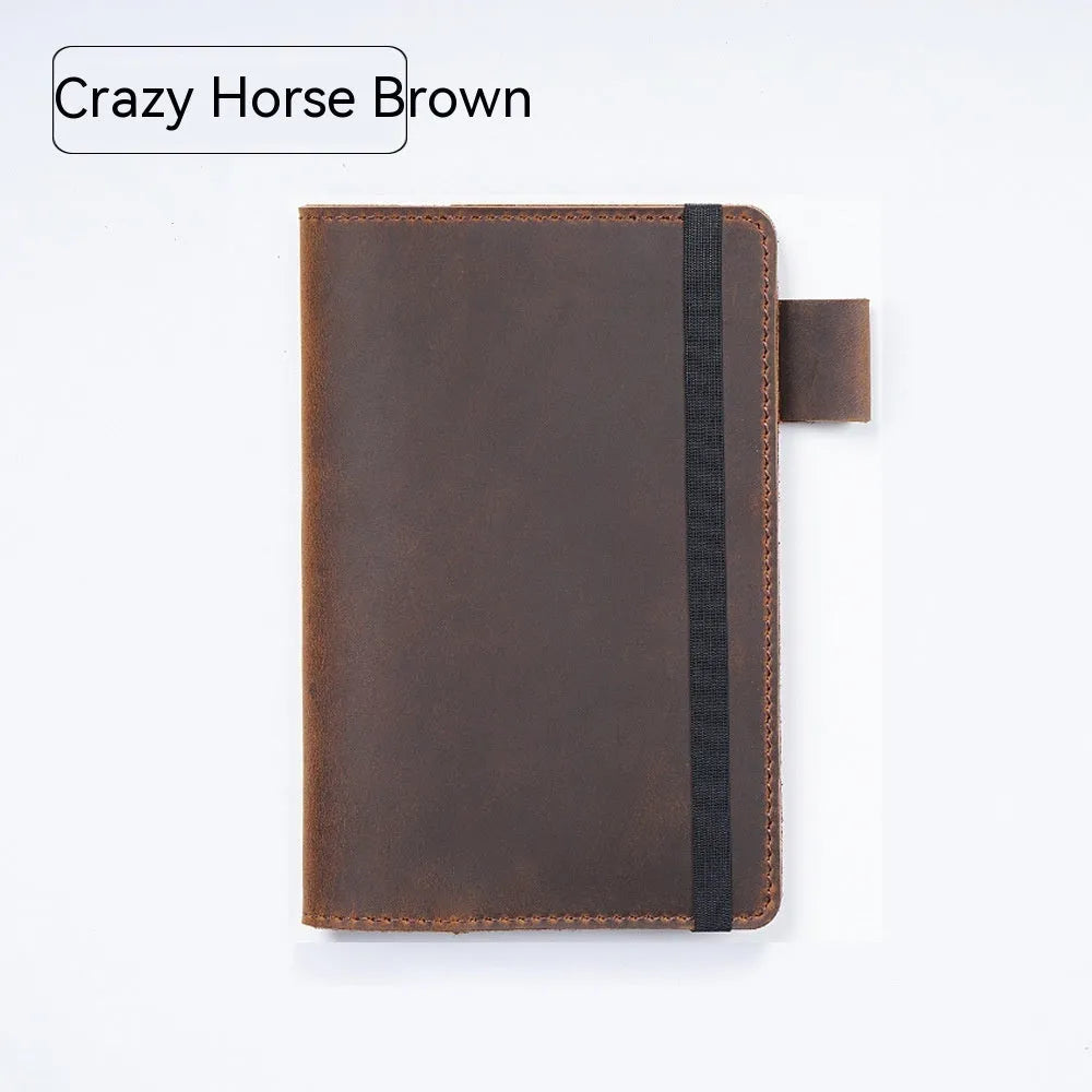 Handmade cowhide notebook with wood-free paper in traditional 9x14cm format