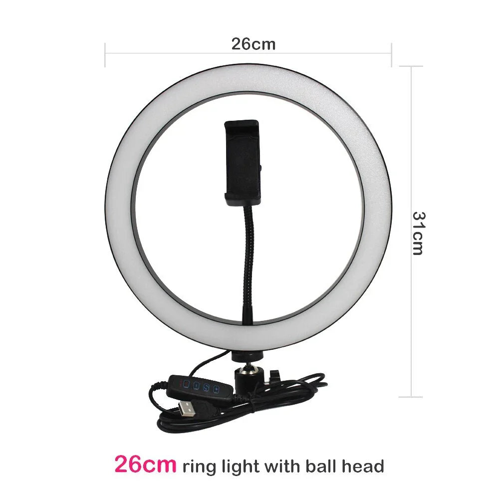 Adjustable tripod and ring light set with accessories for Apple device photography and videography