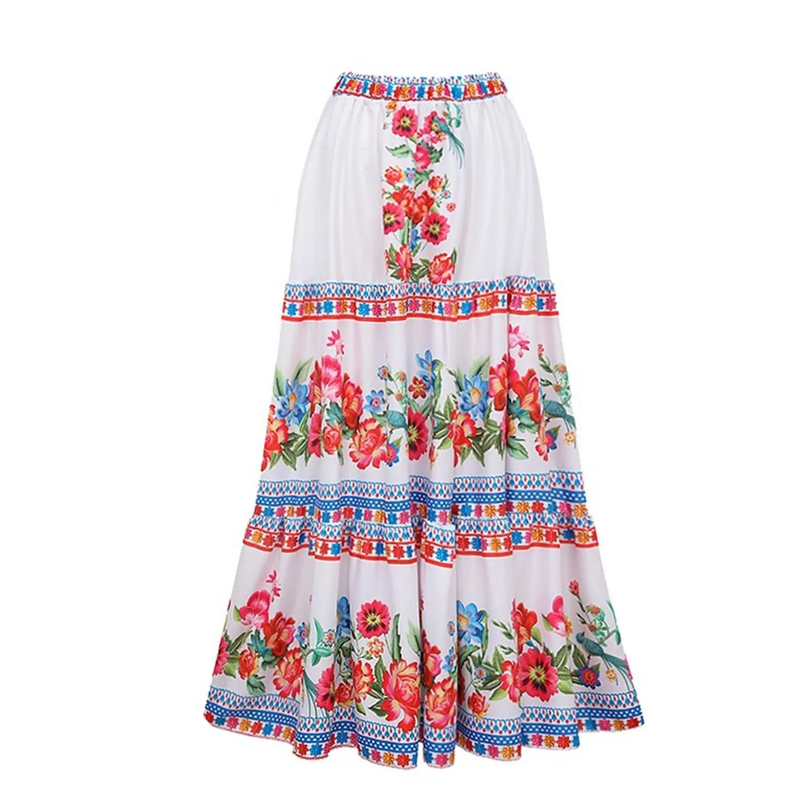 Women's printed one-piece swimsuit in rose pink on a mannequin.