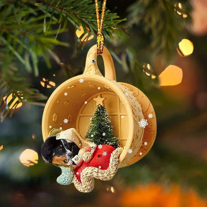 8cm clear acrylic sausage dog hanging ornament in colour variant 1, simple commemorative dachshund design for home decor