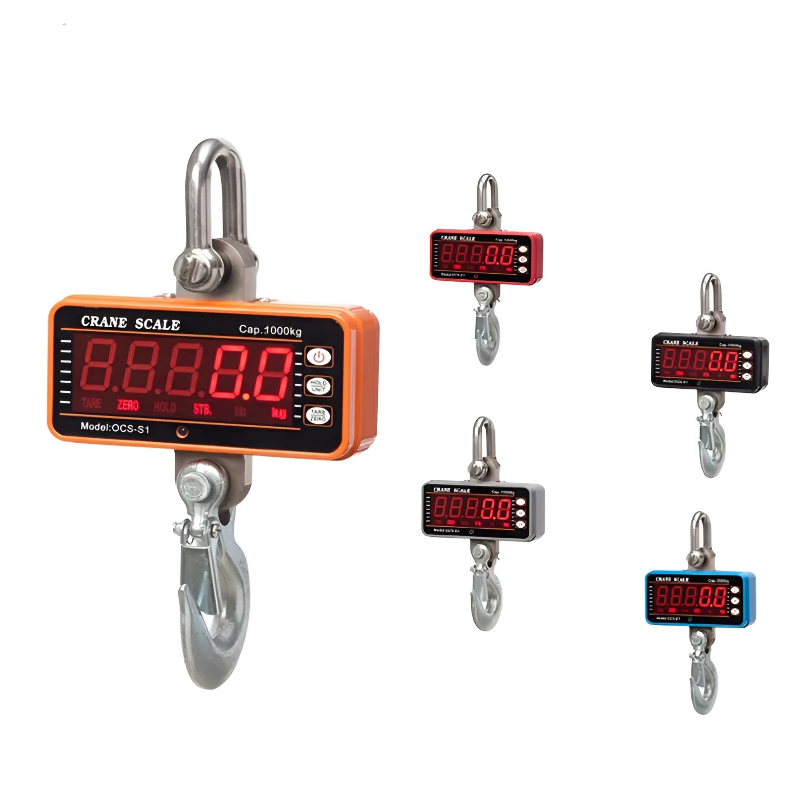 Orange electronic crane scale with digital display for warehouse weighing up to 500kg